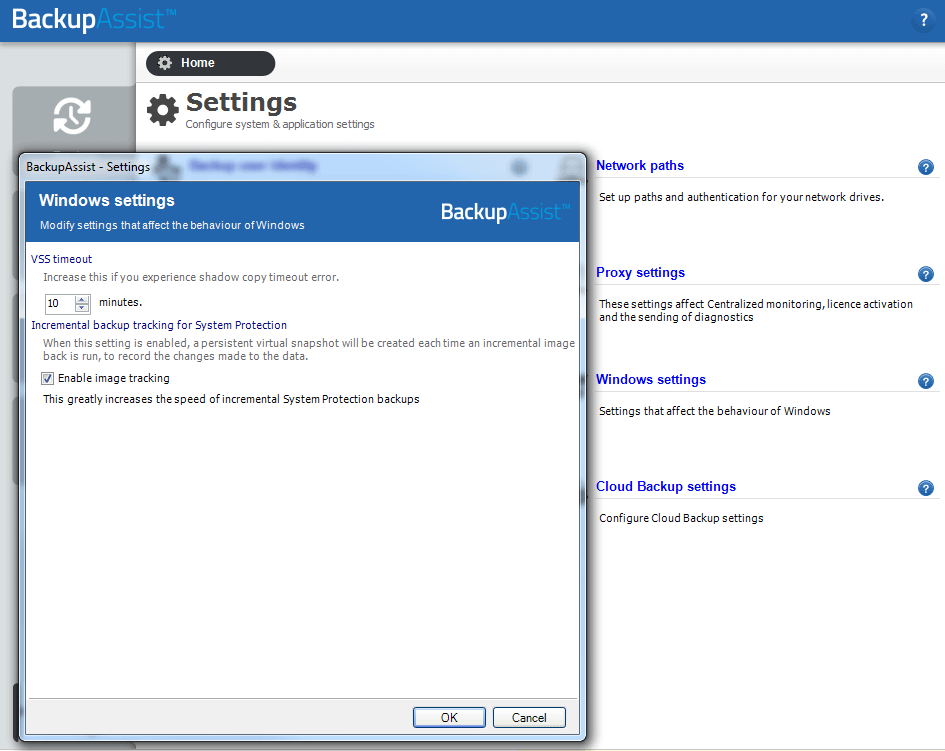Windows Incremental settings