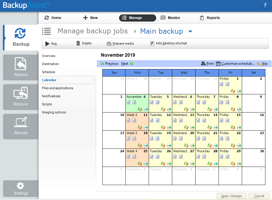 Backup Schedules BackupAssist